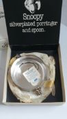 Quite Rare Snoopy Silver Plated Porringer & Spoon Gift Set