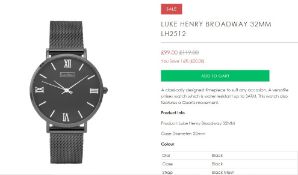 Brand New Luke Henry Broadway 32MM Black Mesh Watch