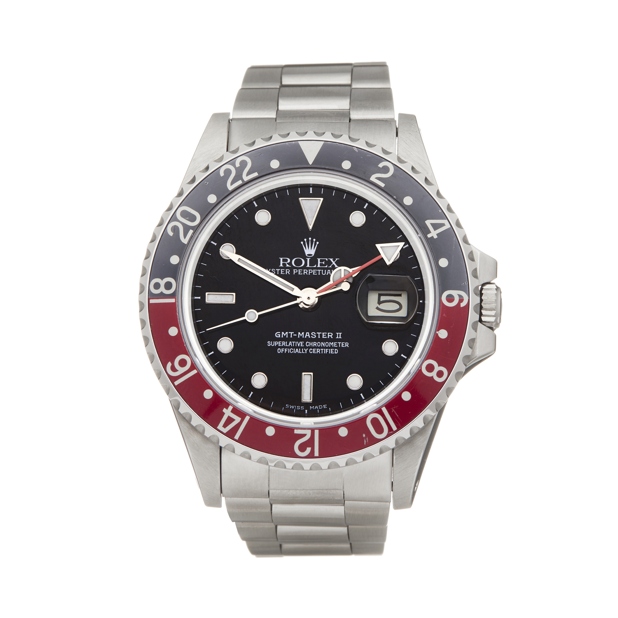 Rolex GMT-Master II 16760 Men Stainless Steel Fat Lady Coke Watch