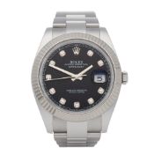 Rolex Datejust 41 126334 Men White Gold & Stainless Steel Diamond Watch