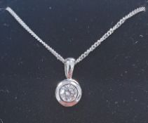 Diamond Solitaire Necklace Set In 18K White Gold