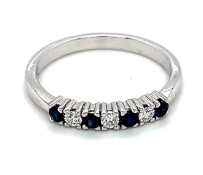 Sapphire & Diamond Eternity Ring Set In 18K White Gold