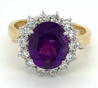 Cocktail Ring With Amethyst & Diamonds