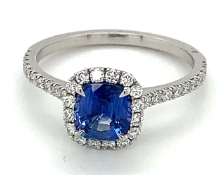 Sapphire & Diamond Engagement Ring Set In Platinum