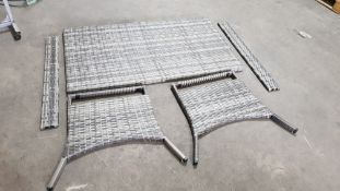 1x Rattan Table Rectangle With Legs And Connecting Panels. (Table Top 140x80cm) No Fixings.