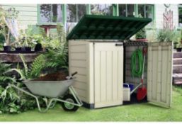 1x Keter Store It Out Max RRP £160. 1200L Beige And Green (H125x W145.5x D82cm)
