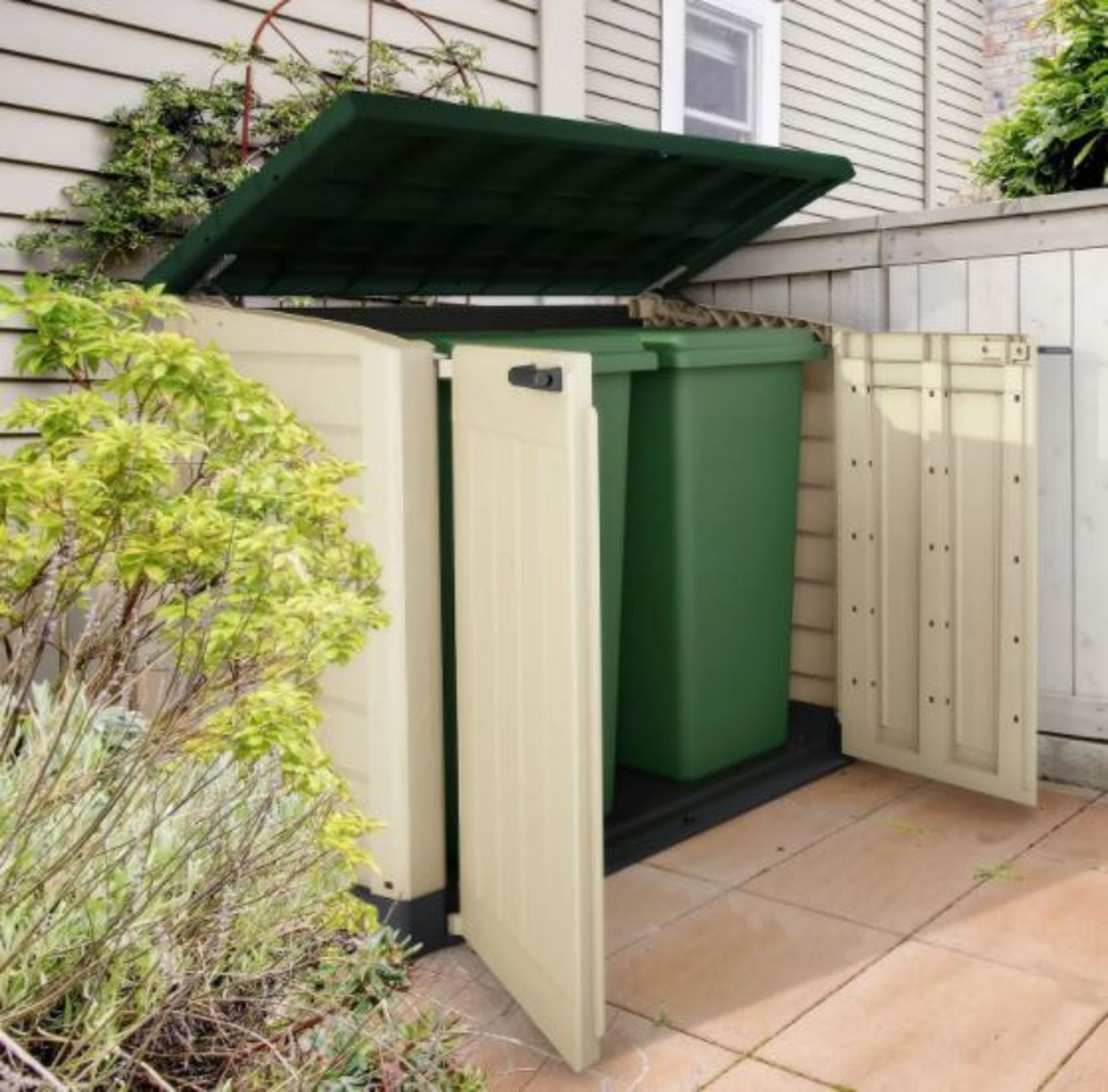1x Keter Store It Out Max RRP £160. 1200L Beige And Green (H125x W145.5x D82cm) - Image 3 of 7