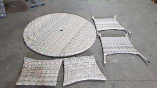 1x Rattan Table Round With Legs And Side Panels. (No Fixings) Table Diameter 140cm