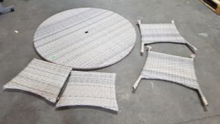 1x Rattan Table Round With Legs And Side Panels. (No Fixings) Table Diameter 140cm