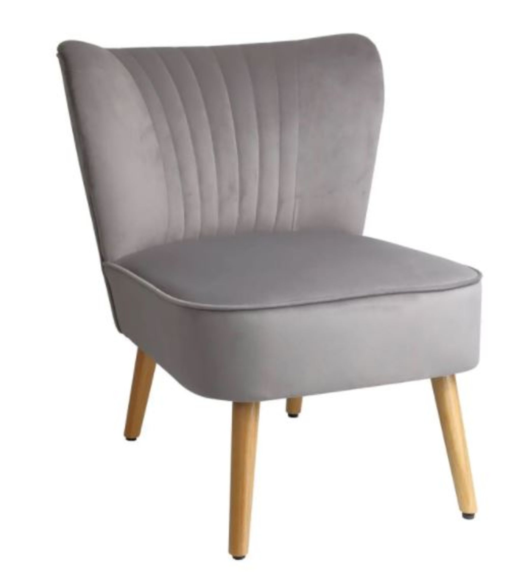 (R5J) 1x Occasional Chair Grey RRP £60. Velvet Fabric Cover. Rubberwood Legs.. (H72xW60xD70cm) - Image 3 of 8