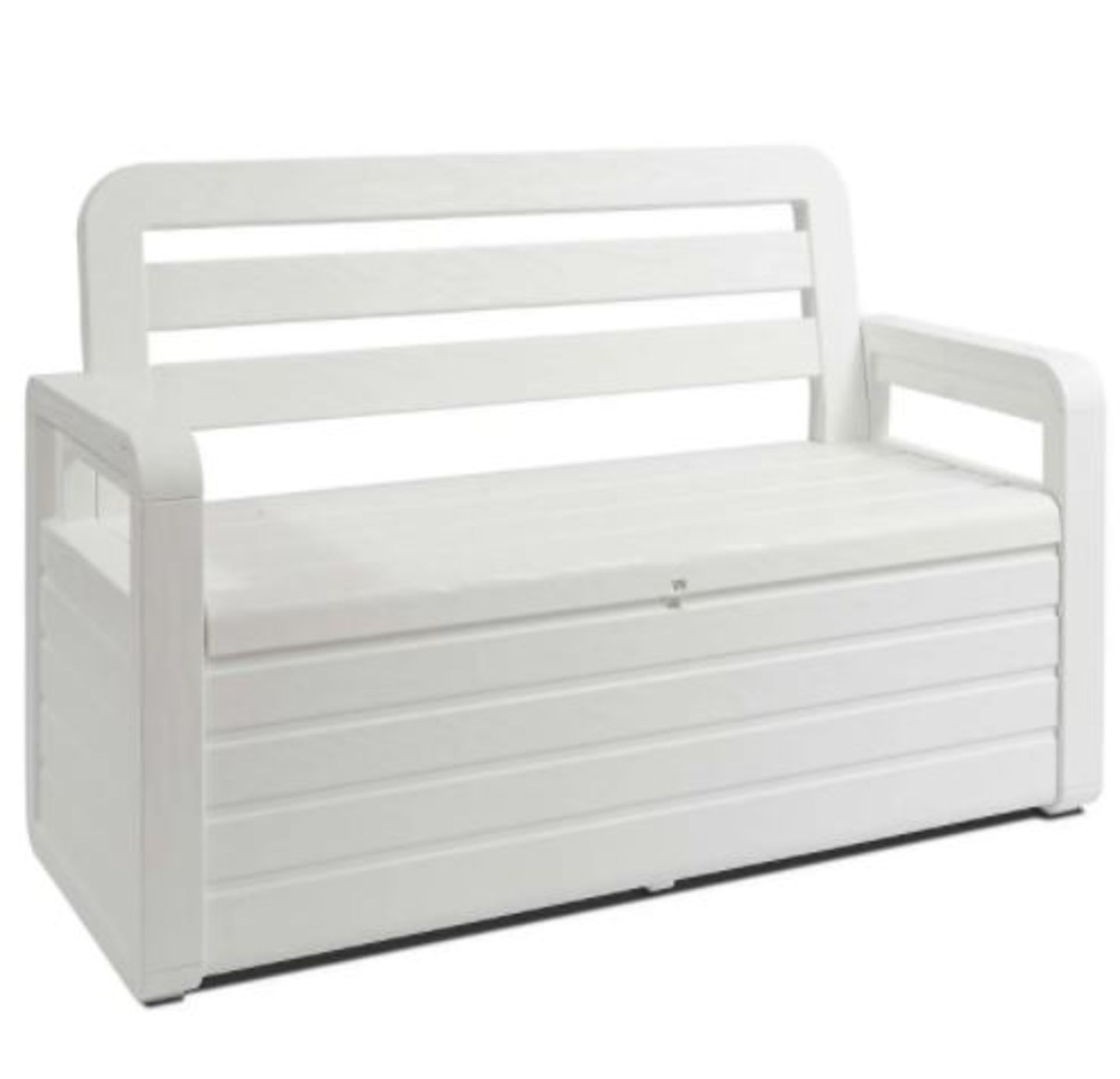 (R5K) 1x Toolmax Forever Spring Bench White RRP £145. Wood Look Bench With Storage Compartment, 2 S - Image 3 of 11