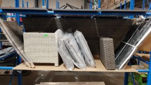 (R3B) Mixed Lot Of Rattan Furniture Parts To Inc 3x Garden Cushions.