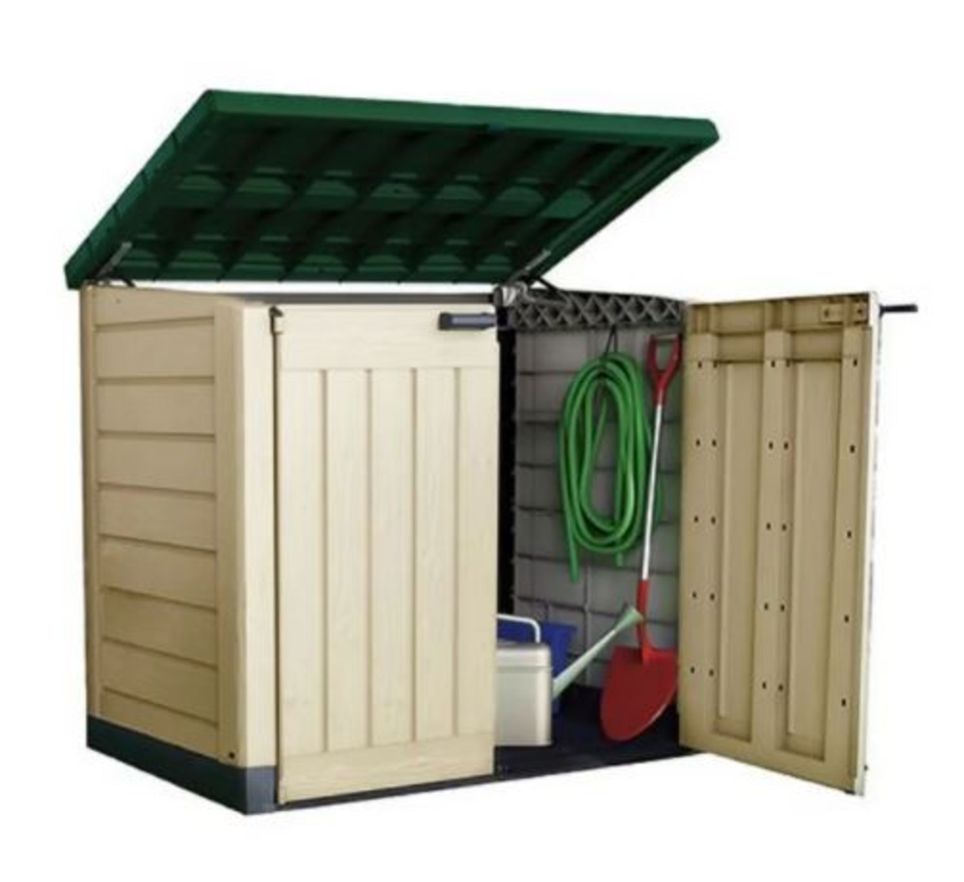 1x Keter Store It Out Max RRP £160. 1200L Beige And Green (H125x W145.5x D82cm) - Image 5 of 7