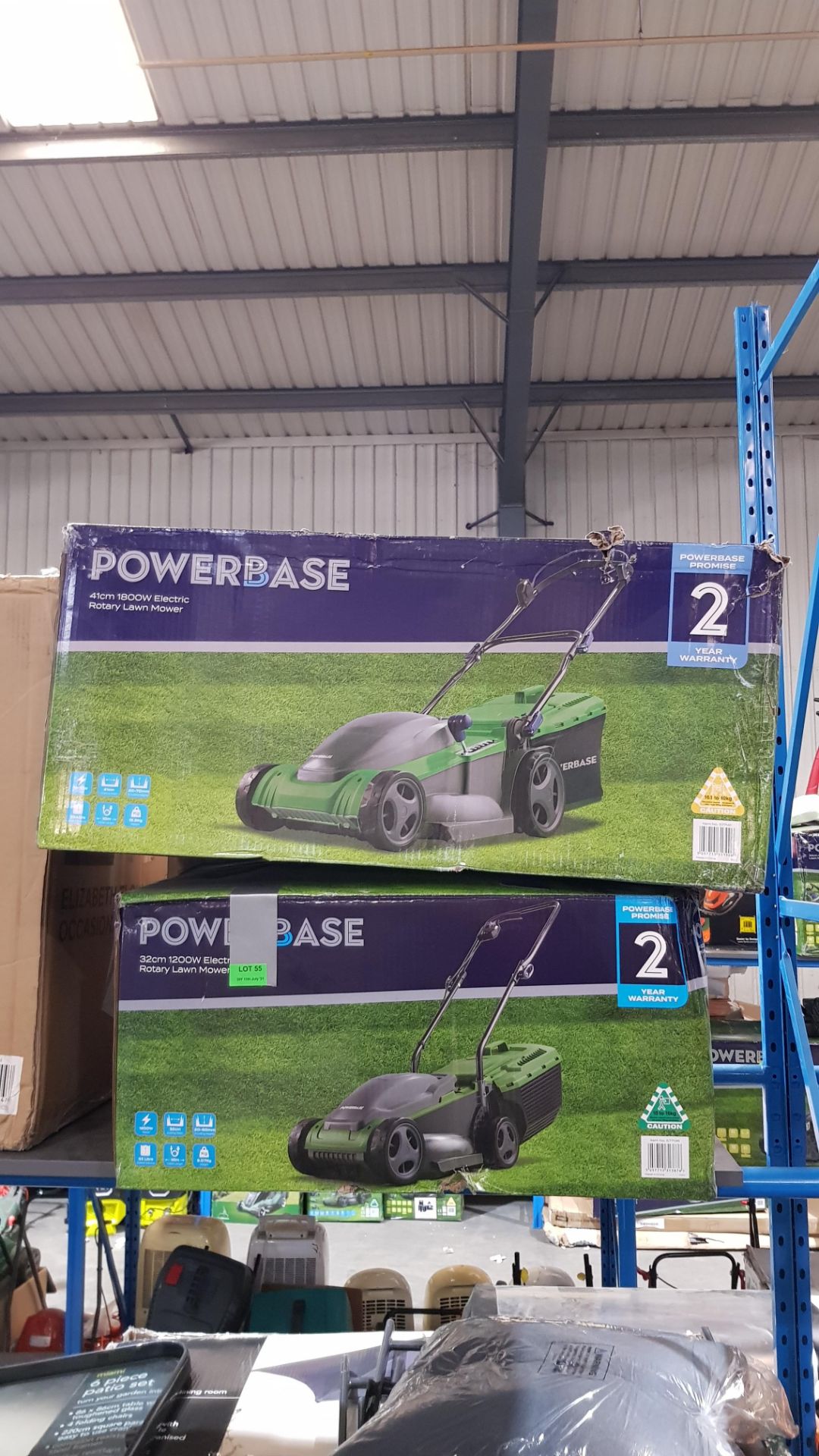 (R5E) 2x Powerbase Rotary Electric Lawn Mower. 1x 41cm 1800W. 1x 32cm 1200W. - Image 3 of 3