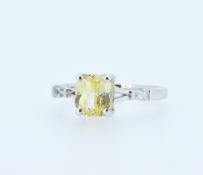 GIA Certified Yellow 2.07 ct VVS Untreated Sapphire & Diamonds Ring