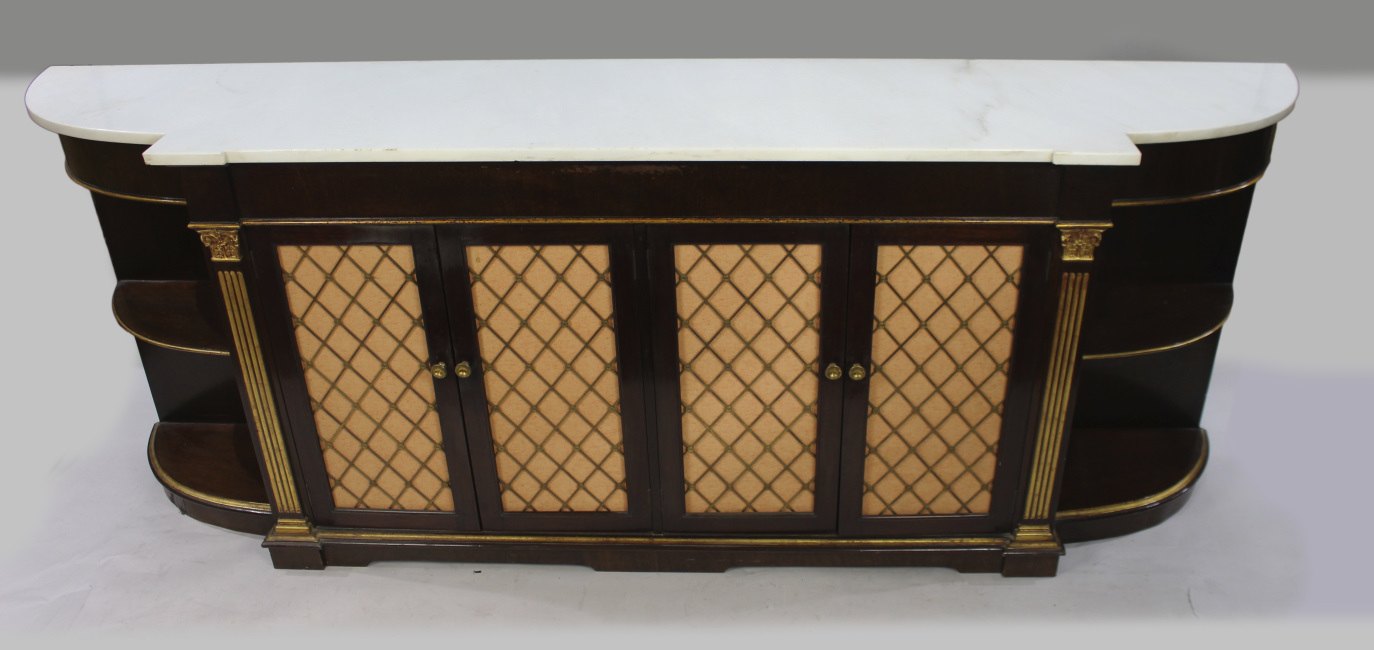 Long Marble Topped Mahogany & Gilt Side Cabinet - Image 2 of 8