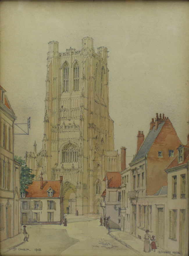 St Omer 1918 Watercolour by George Salway Nicol (1878-1930) - Image 9 of 14