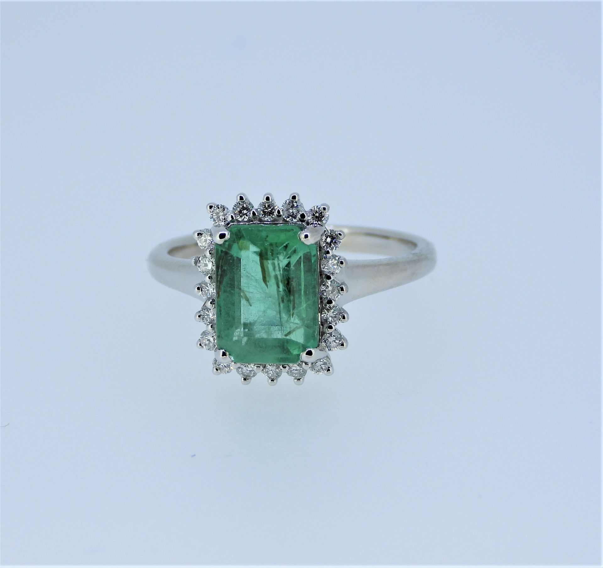 GIA Certified, 2.54-carat Natural Colombia Emerald and Diamonds 18k White Gold Ring.