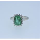 GIA Certified, 2.54-carat Natural Colombia Emerald and Diamonds 18k White Gold Ring.