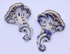 Pair of Rococo Volkstedt Porcelain Wall Brackets