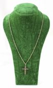 Peridot Ruby & Sapphire Gold Cross on Chain