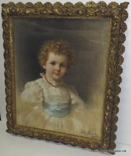 Leon Spinick Portrait of a Child Pastel 1897 - Image 2 of 11