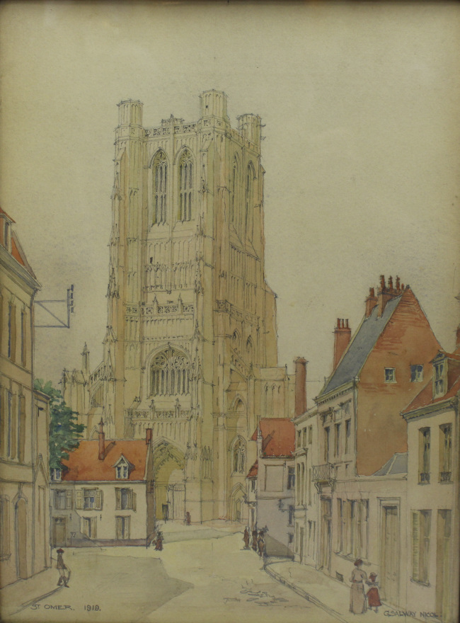 St Omer 1918 Watercolour by George Salway Nicol (1878-1930) - Image 2 of 14