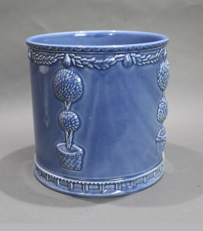 Large Blue Ceramic Planter - Image 4 of 6