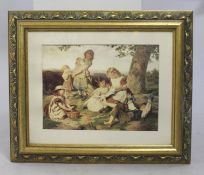 Print of Country Children Set in Gilt Frame