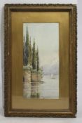 Lago di Como Watercolour Set in Gilt Frame