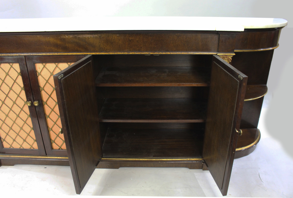 Long Marble Topped Mahogany & Gilt Side Cabinet - Image 7 of 8