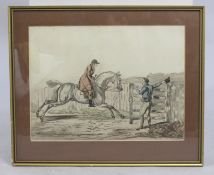 Antique Hunting Print Set in Gilt Frame