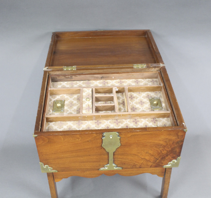 Victorian Brass Bound Walnut Travelling Chest on Folding Legs - Image 9 of 13