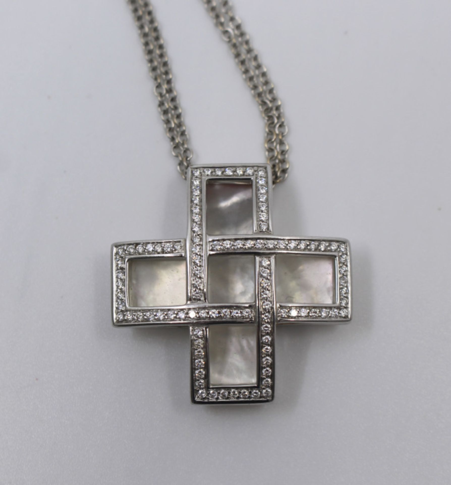 Boodles 18ct Gold Diamond & Mother of Pearl Cross on Chain - Image 3 of 9