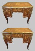 Pair of Louis XV Style Kingwood & Marquetry Brass Bound Desks