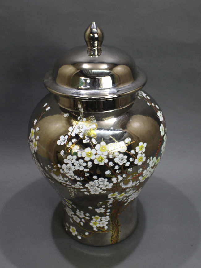 Lidded Oriental Silvered Urn - Image 2 of 4