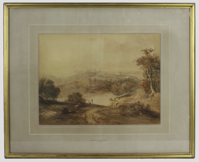 Sepia Landscape Watercolour by Henry Fielding (English, 1781-1851)