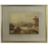 Sepia Landscape Watercolour by Henry Fielding (English, 1781-1851)