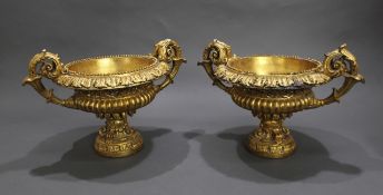 Pair of Decorative Gilt Composition Two Handled Bowls