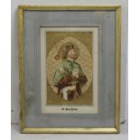 Antique Illuminated Watercolour of Saint Rochus