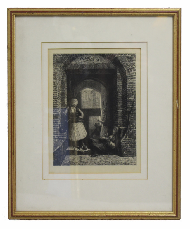 Victorian Arabic Etching Set in Gilt Frame - Image 4 of 6