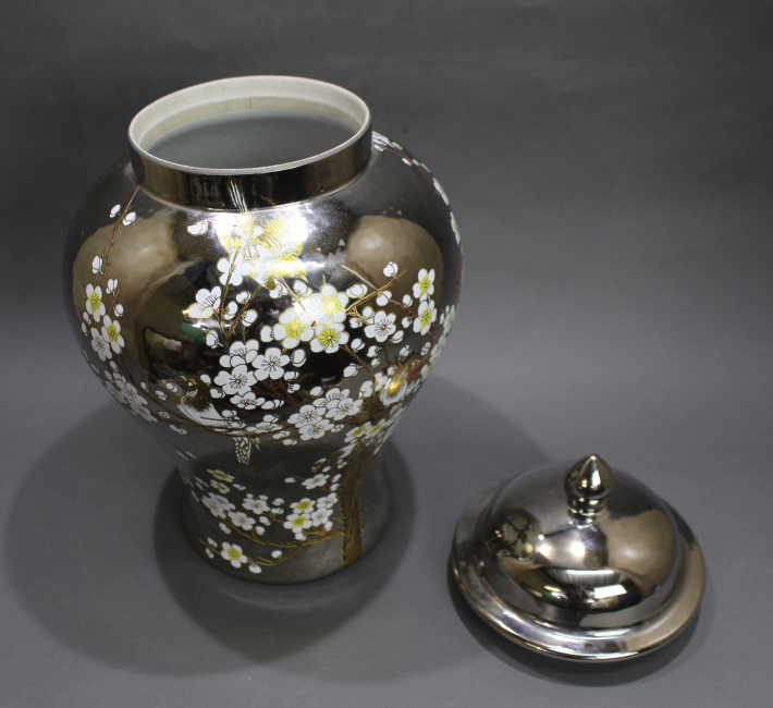 Lidded Oriental Silvered Urn - Image 4 of 4