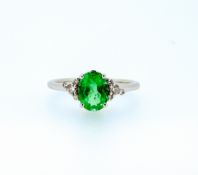 Certified 1.58 ct Natural High Quality Emerald and Diamonds 18K White Gold Ring
