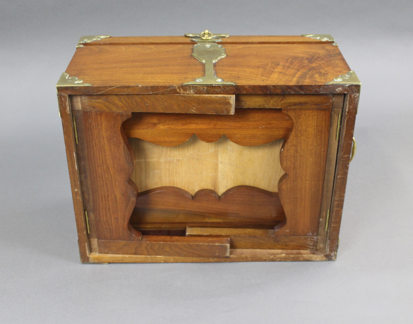 Victorian Brass Bound Walnut Travelling Chest on Folding Legs - Image 12 of 13