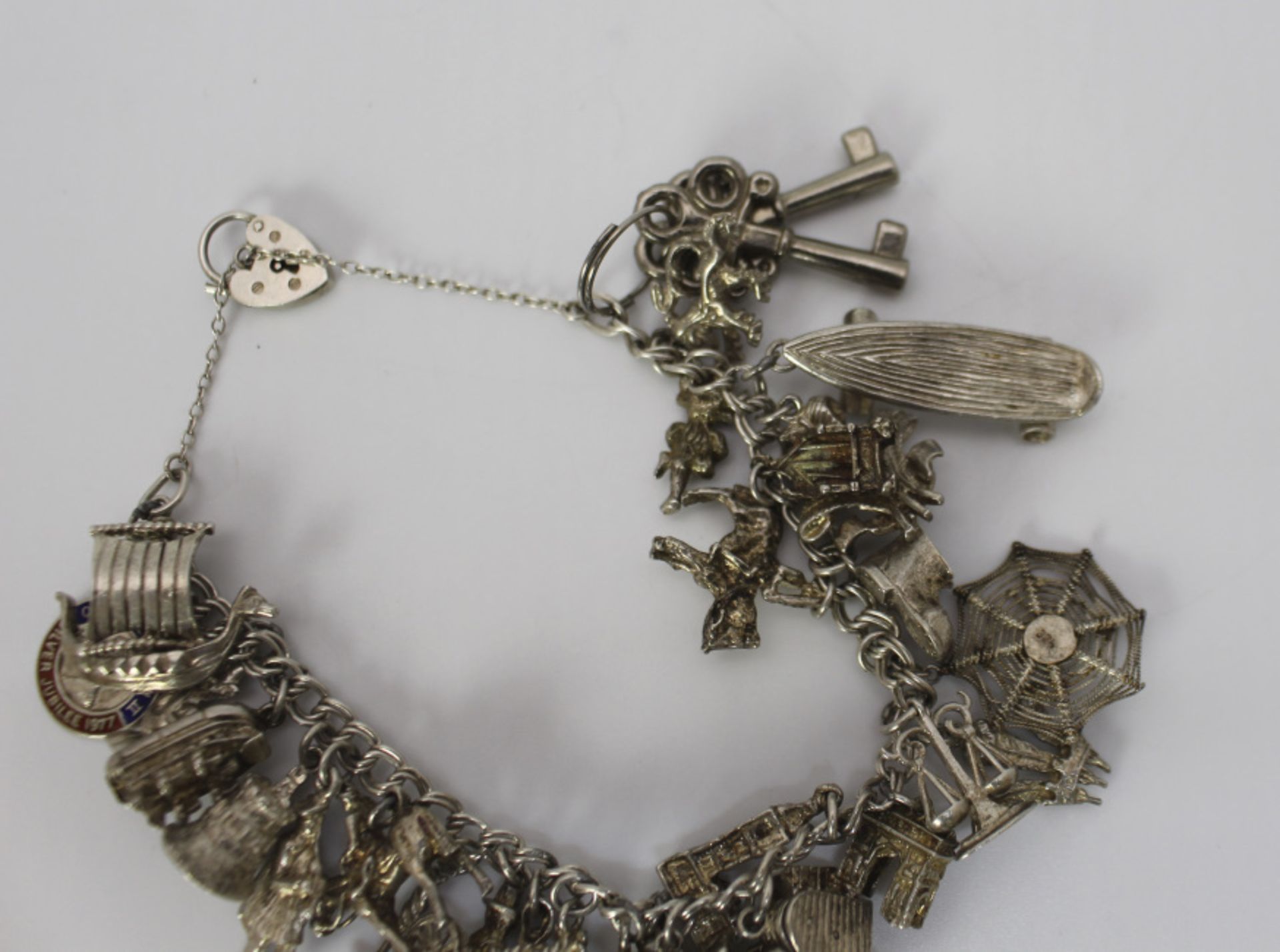 Vintage Silver Charm Bracelet with 30 Charms - Image 2 of 3