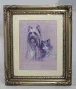 Best Friends" Cat & Dog Print Set in Silver Frame