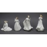 Set of 4 White Royal Doulton Figurines