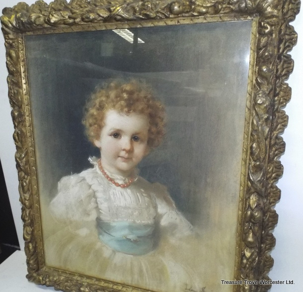 Leon Spinick Portrait of a Child Pastel 1897 - Image 4 of 11