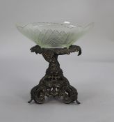 Glass Bowl on Heavy Metal Base Centrepiece