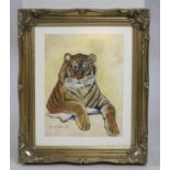 Original Tiger Painting Set in Gilt Frame